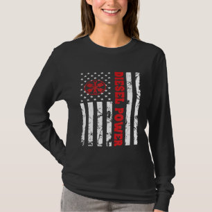 Diesel Power American Flag Thin Red Line Mechanism T-Shirt