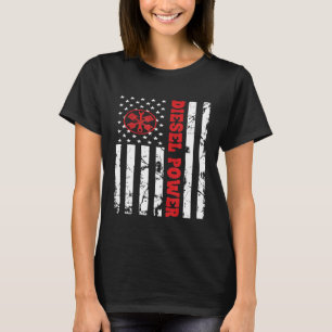 Diesel Power American Flag Thin Red Line Mechanism T-Shirt