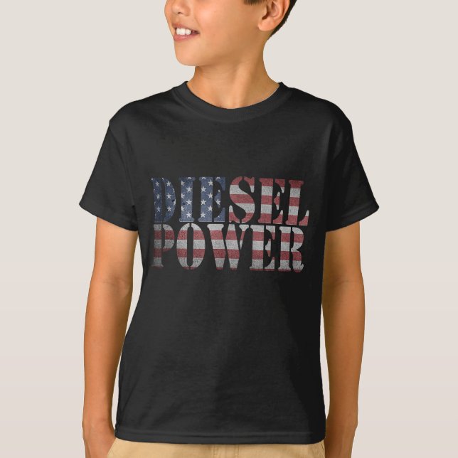 Diesel Power American Flag - Truck Mechanic Gift T-Shirt (Vorderseite)