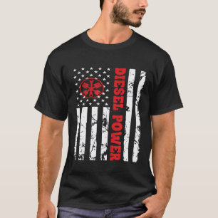 Diesel Power Amerikanische Flagge Dünne Rote Linie T-Shirt