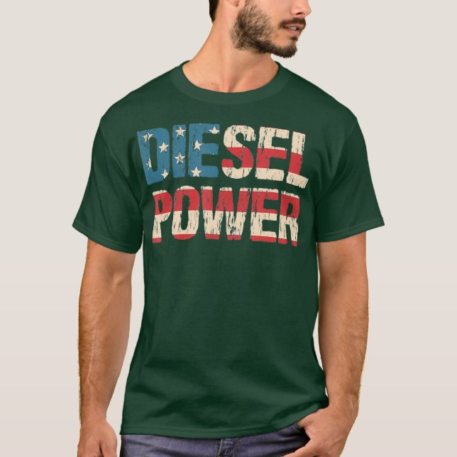 Diesel-Power-Flag Truck Turbo Mechaniker T-Shirt (Vorderseite)