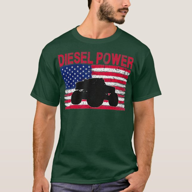 Diesel Power Flag Truck Turbo Mechanischer T - Shi T-Shirt (Vorderseite)