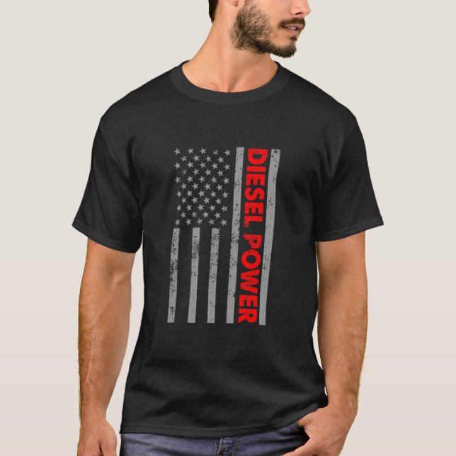 Diesel Power US Flag Truck Turbo Brothers T-Shirt (Vorderseite)