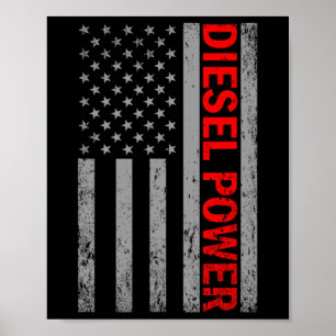 Diesel Power USA-Flagge LKW-Turbo Brüder Mechanik Poster