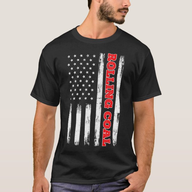 Diesel Roller Coal American Flag Turbo Truck T-Shirt (Vorderseite)