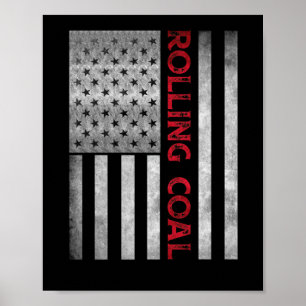Diesel Rolling Coal Flag Hoodie Truck Turbo Brothe Poster