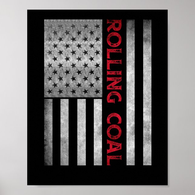 Diesel Rolling Coal Flag Hoodie Truck Turbo Brothe Poster (Vorne)