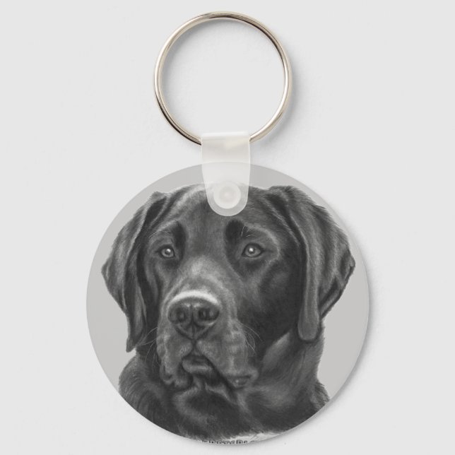 Diesel, schwarzer Labrador Retriever Schlüsselanhänger (Vorderseite)