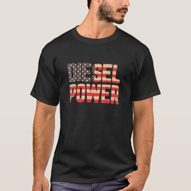 Diesel Truck Shirt American Flag Diesel Power Truc (Vorderseite)