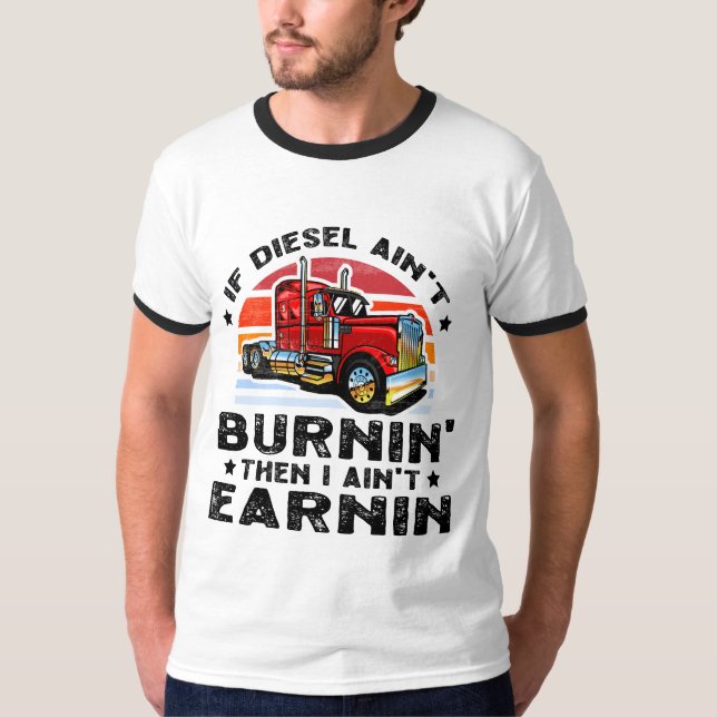 Diesel Trucker Big Rig Sattelanhänger T-Shirt (Vorderseite)