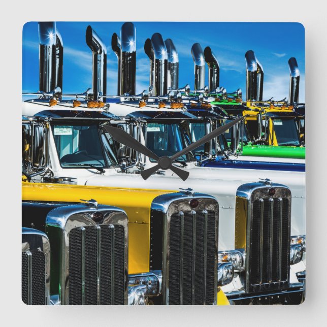 Diesel Trucks Quadratische Wanduhr (Vorderseite)