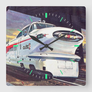 Diesellokomotive Quadratische Wanduhr
