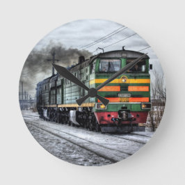 Diesellokomotivgeschenke für Zug-Liebhaber Runde Wanduhr