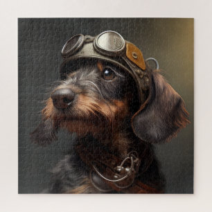 Dieselpunk Drahthaar Dackel Steampunk Goggles Puzzle
