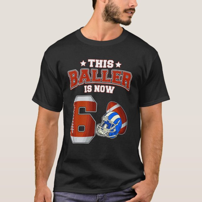 Dieser Baller ist jetzt 6 Jahre alt Fußball Spiele T-Shirt (Vorderseite)