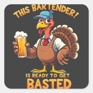 Dieser Barkeeper ist bereit, sich zu blamieren Quadratischer Aufkleber