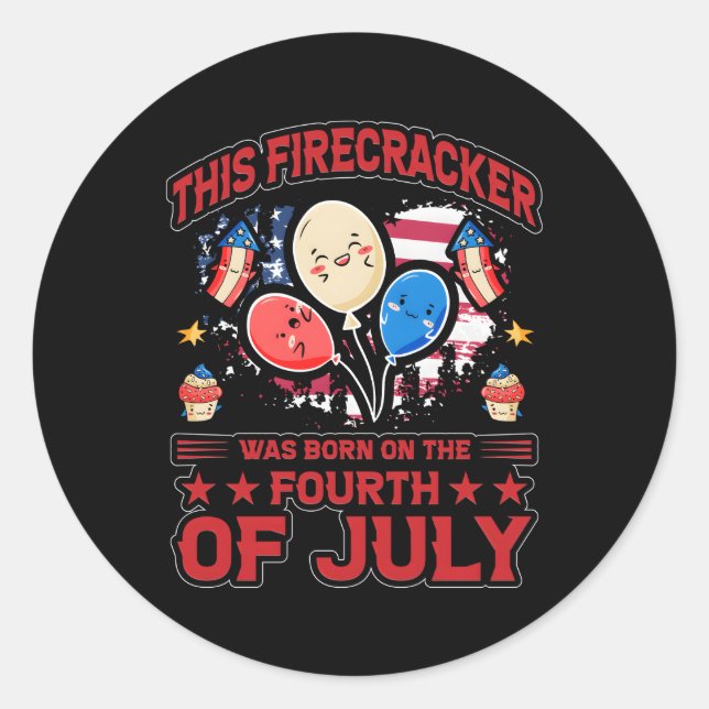 Dieser Firecracker wurde am 4. Juli Geboren Runder Aufkleber (Vorderseite)