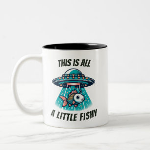 Dieser Fisch-UFO-Schiff-Becher Zweifarbige Tasse