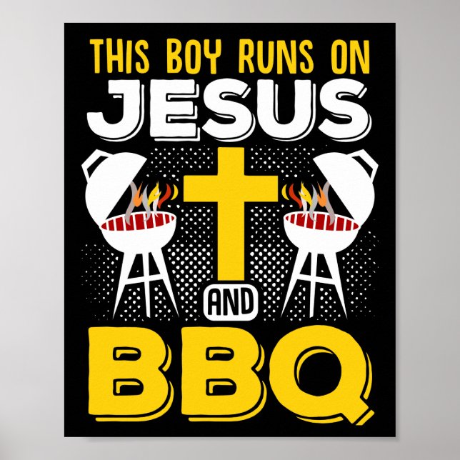 Dieser Junge läuft auf Jesus und GRILLEN Smoker Gr Poster (Vorne)