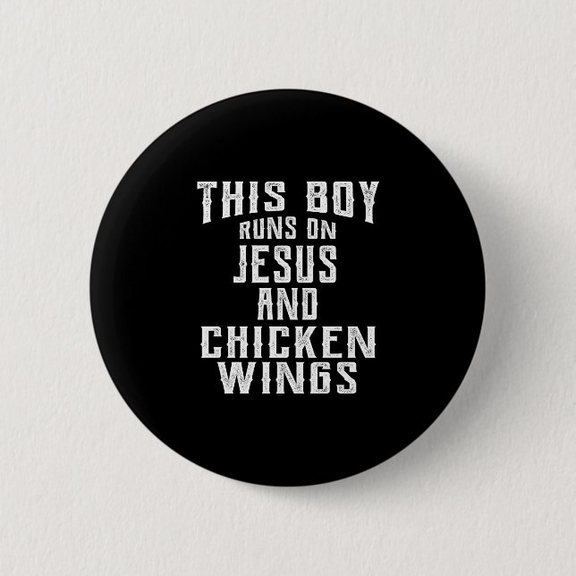 Dieser Junge läuft auf Jesus und Hühnerflügel-Desi Button (Vorderseite)