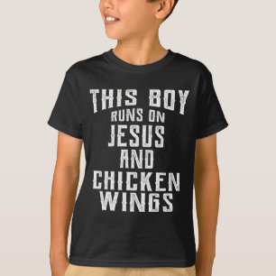Dieser Junge läuft auf Jesus und Hühnerflügel-Desi T-Shirt
