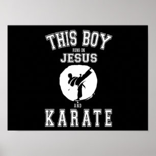 Dieser Junge läuft auf Jesus und Karate Kostümgesc Poster