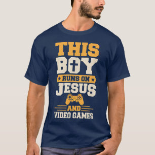 Dieser Junge läuft auf Jesus und Videospielen Chri T-Shirt