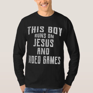 Dieser Junge läuft auf Jesus und Videospielen Chri T-Shirt