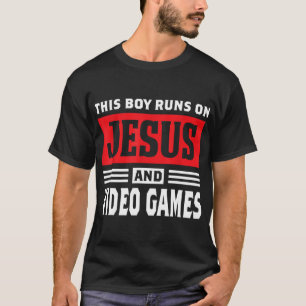 Dieser Junge läuft auf Jesus und Videospielen Chri T-Shirt
