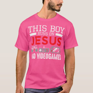 Dieser Junge läuft auf Jesus und Videospielen Funn T-Shirt