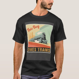 Dieser Junge Liebe trainiert im Retro-Vintagen Zug T-Shirt