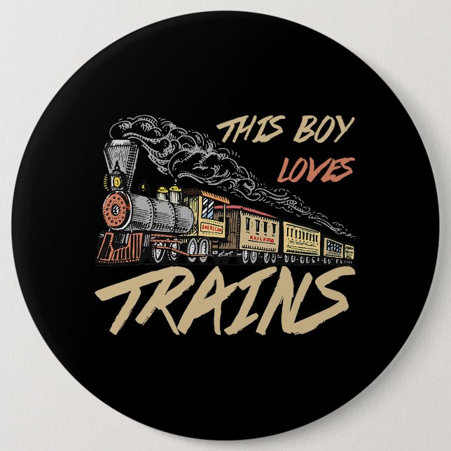 Dieser Junge Lieben trainiert Funny Train Lover Ge Button (Vorderseite)
