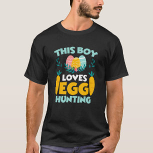 Dieser Junge liebt Eierjagd-Hasen-Ostern-Ei-Froh T-Shirt