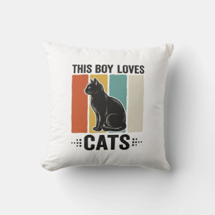 Dieser Junge liebt Katzen Retro Katzenliebhaber De Kissen