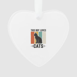 Dieser Junge liebt Katzen Retro Katzenliebhaber De Ornament