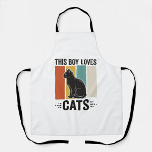 Dieser Junge liebt Katzen Retro Katzenliebhaber De Schürze
