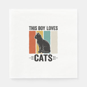 Dieser Junge liebt Katzen Retro Katzenliebhaber De Serviette