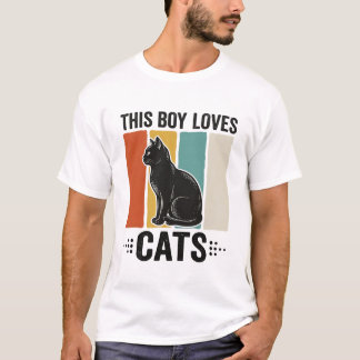 Dieser Junge liebt Katzen Retro Katzenliebhaber De T-Shirt