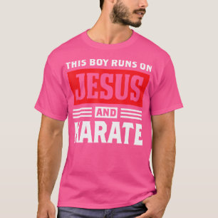 Dieser Junge rennt auf Jesus und Karate Christlich T-Shirt