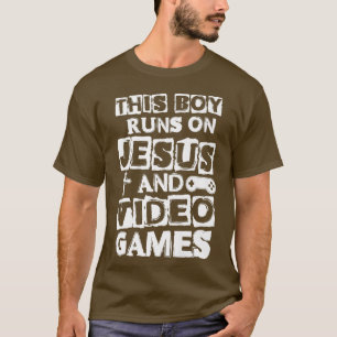 Dieser Junge rennt auf Jesus und Videospielen Chri T-Shirt