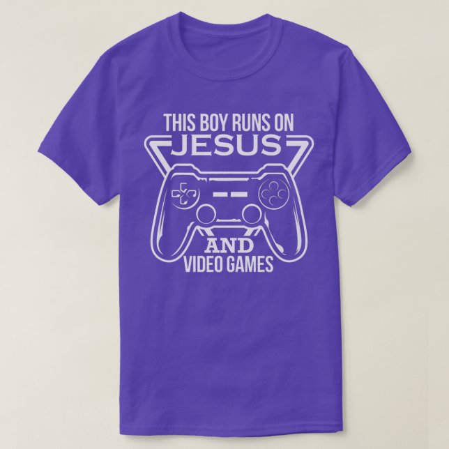 Dieser Junge rennt auf Jesus und Videospielen Chri T-Shirt (Design vorne)