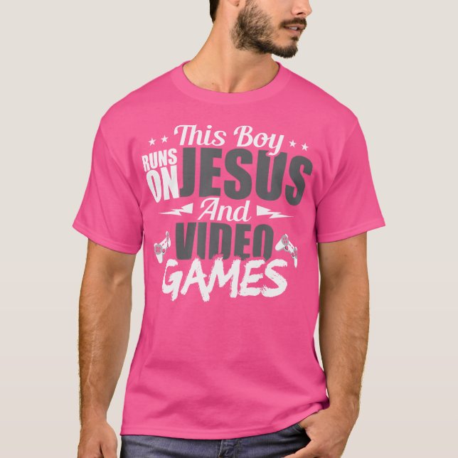 Dieser Junge rennt auf Jesus und Videospielen Love T-Shirt (Vorderseite)