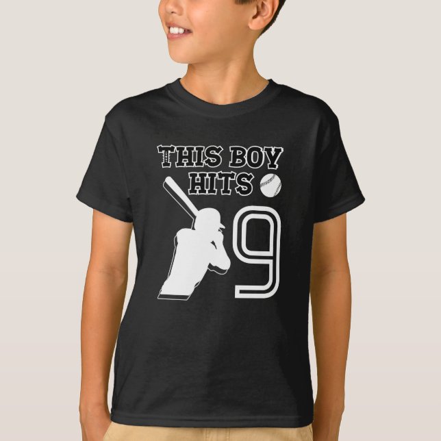 Dieser Junge trifft auf 9 - Baseball 9 h Geburtsta T-Shirt (Vorderseite)