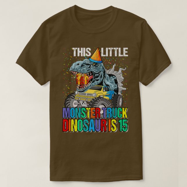 Dieser kleine Monster Truck Dinosaurier ist 15. Ge T-Shirt (Design vorne)