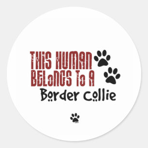 Dieser Mensch gehört einer Border-Collie Runder Aufkleber