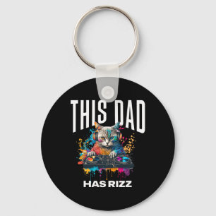 Dieser Papa hat Rizz Cool Dj Cat Rizzler Dad Vater Schlüsselanhänger