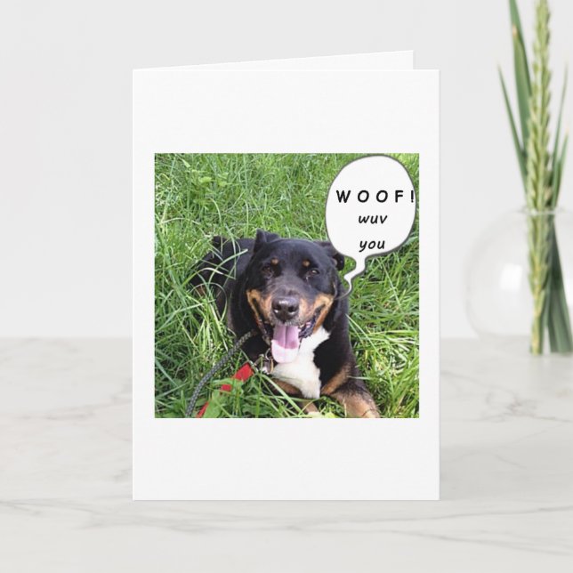 DIESER SPRECHENDE HUND SAGT WOOF - WUV YOU-ANNIVER KARTE (Vorderseite)