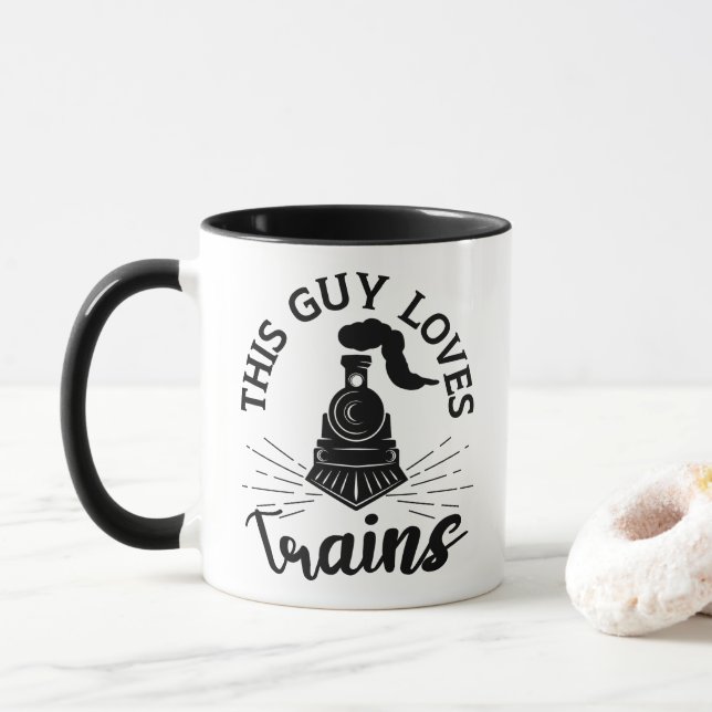 Dieser Typ Lieben Bahn Lover Funny Train Tasse (Mit Donut)