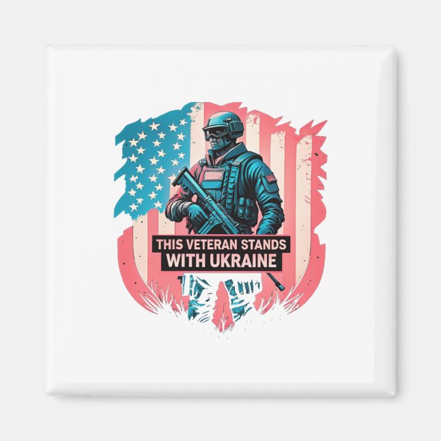 Dieser Veteran steht hinter der Ukraine Unterstütz Magnet (Vorne)