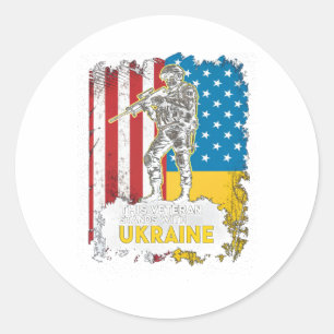 Dieser Veteran steht hinter der Ukraine Unterstütz Runder Aufkleber